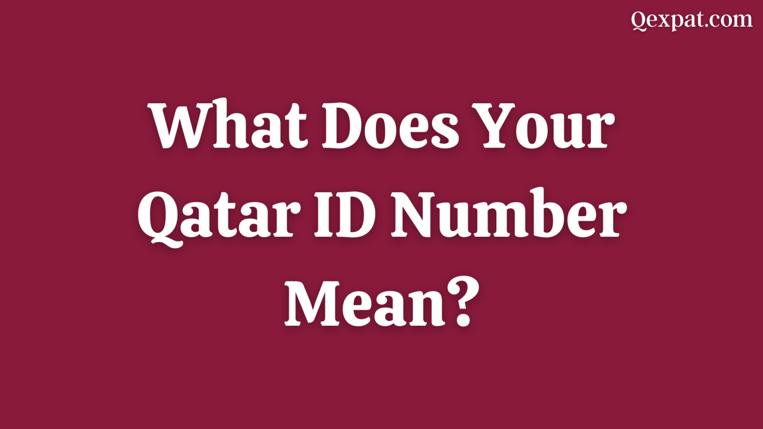 QID Meaning Decoding Qatar ID Number